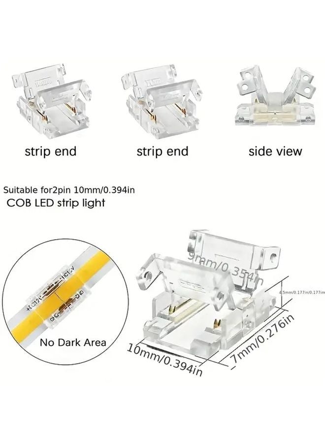 OB2P موصلات شريط LED COB بدون لحام 8 مم 20 قطعة 2 دبوس 3 دبوس وصلات تمديد تشغيل فوري - Image 2